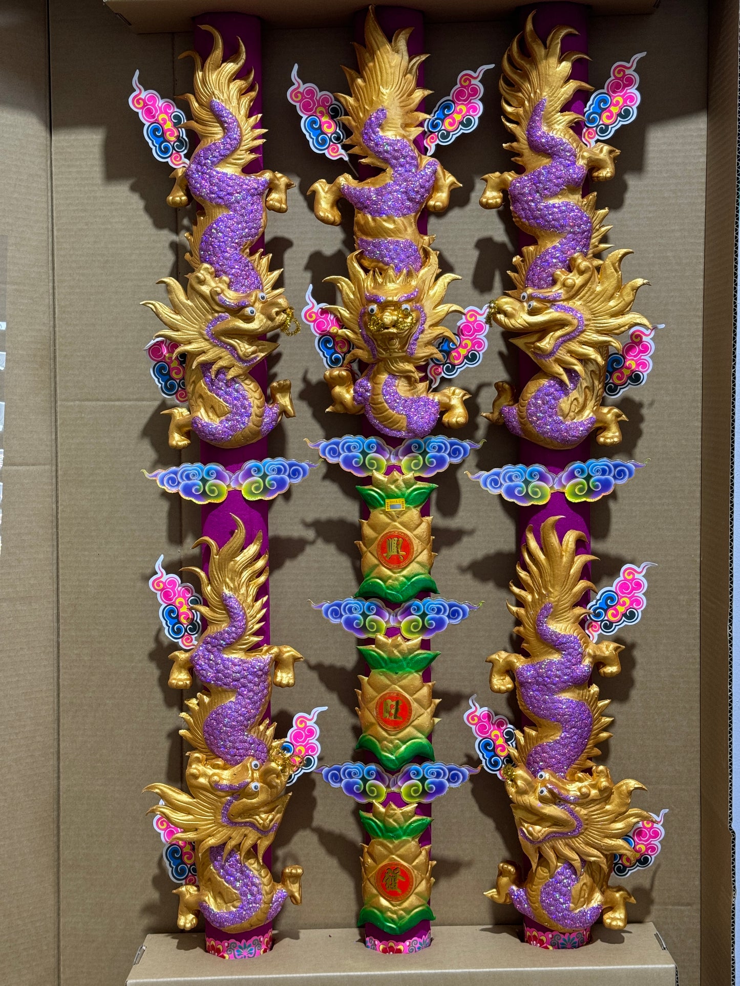 3D 6尺 - 红肉紫龙彩色龍香加烛 - 15/20斤