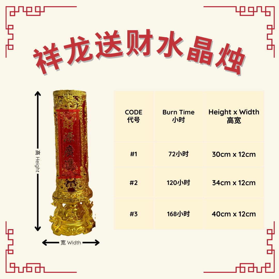 祥龙送财水晶烛 (Prosperity Dragon Jelly Wax Candle)